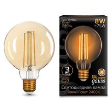 Gauss Лампа светодиодная Gauss Led Filament G95 E27 8Вт 2400K 105802008 ID - 429936