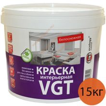 ВГТ краска интерьерная белоснежная (15кг)   VGT краска для стен акриловая влагостойкая матовая ВД-АК-2180 (15кг)