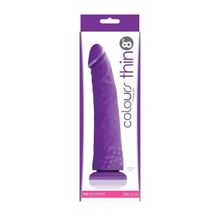 Фиолетовый фаллоимитатор без мошонки Pleasures Thin 8 Dildo - 20 см. Фиолетовый