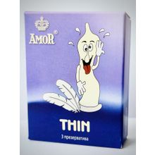 AMOR Супертонкие презервативы AMOR Thin  Яркая линия  - 3 шт.