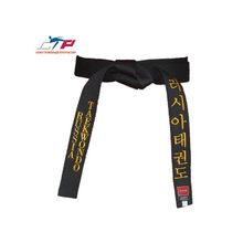 KHAN (Cowon International KOREA) Пояс для Тхэквондо WTF Black Belt Khan (с надписью)