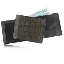 Мужской кошелек из кожи каймана (хвост), цвет: темно-коричневый матовый