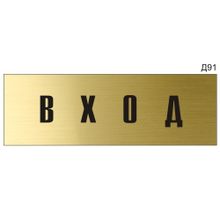 Информационная табличка «Вход» на дверь прямоугольная Д91 (300х100 мм)