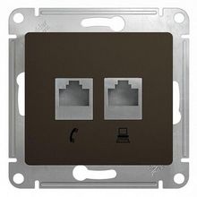 Розетка 2xRJ11+RJ45 Cat.5 GLOSSA, шоколад |  код. GSL000885 |  Schneider Electric