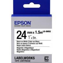 EPSON LK-6WB2 картридж с магнитной лентой 24 мм, чёрный шрифт на белом фоне