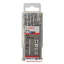 Bosch Набор 10 HSS-G сверл 6,4 мм DIN 338 (2608595335 , 2.608.595.335)