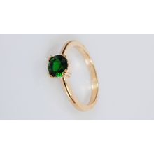 кольцо фианит зеленый 1 камень