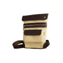 Кожаная сумка для iPad Vaja Messenger bag, цвет canvas - dark brown
