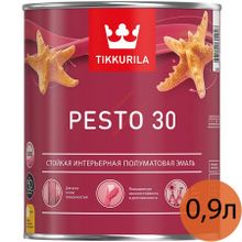 ТИККУРИЛА Песто 30 база A белая эмаль по металлу и дереву (0,9л)   TIKKURILA Pesto 30 base A эмаль по металлу и дереву полуматовая (0,9л)