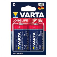 Батарейка D VARTA LR20 2BL LONGLIFE Max Power, щелочная, 2 шт, в блистере (4720)