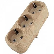 Колодка розеточная   ЭКО 3-местный, с заземлением, сосна, SQ1806-0076 |  код. SQ1806-0076 |  TDM