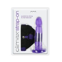 Topco Sales Фиолетовый страпон Climax Strap-on Purple Ice Dong   Harness set - 17,8 см.