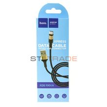 Data кабель USB HOCO X26 micro usb, 1 метр, черно-золотой