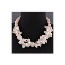 Бусики-Колечки Колье Розовый кварц "Бабочка" арт.П4121