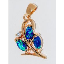 Кулон с зелёным опалом "3 рис+циркон"