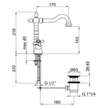 Webert Смеситель Ottocento OT700302010 золото, для раковины