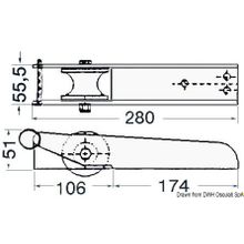 Osculati SS bow roller 280 x 55 mm, 01.118.83