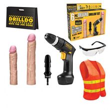 Drilldo Секс-набор DELUXE DRILLDO SET 6 PIECE (черный с бежевым)