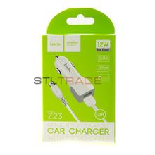 Автомобильное зарядное устройство с 2 USB HOCO Z23, 2.4A + кабель micro USB, white