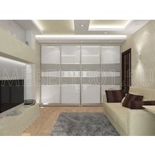 Шкаф-купе 4-дверный встроенный, вставки стекло