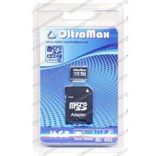 Карта памят 16 Gb OltraMax MicroSD (Class6) с SD адаптером