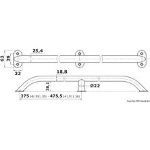 Osculati Oval pipe handrail AISI316 19x25 mm 750 mm, 41.911.30