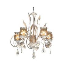 Подвесная люстра OML-785 бело-золотой янтарно-прозрачный хрусталь E27 5*60W 220V арт.OML-78503-05