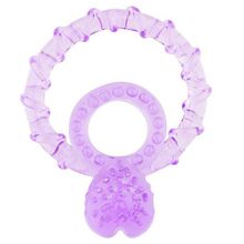 Dream Toys Фиолетовое кольцо с подхватом мошонки и клиторальным язычком BASICX TPR DOUBLE COCKRING (фиолетовый)