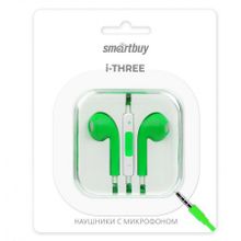 Гарнитура SmartBuy I-THREE, вставная, зелёная (SBH-104-GR)