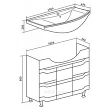 Тумба Стиль 105 с раковиной Стиль 105 49 х 106 х 80 см