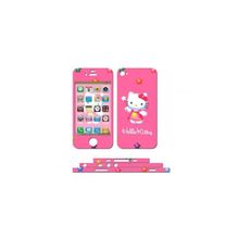 Виниловая наклейка на iPhone 4 "Hello Kitty" на розовом фоне