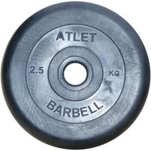 Диск Barbell Atlet обрезиненный черный d-26mm  2,5кг