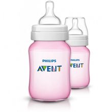AVENT Бутылочки для кормления розовые Philips AVENT SCF564 27 серии Classic+, 2х260мл 80028