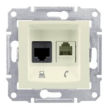 Schneider Electric Розетка телефонная RJ-11 и Ethernet RJ-45 Schneider Electric Sedna UTP SDN5100147 ID - 237460