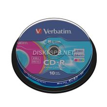 CD-RW диск Verbatim Color 210 Mb 24x. 10 дисков.