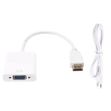 Адаптер HDMI M - VGA F + Audio, 0.15 м, с аудио кабелем, белый, Orient C100W (30737)