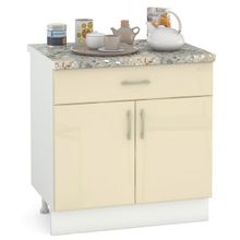 Нижегородмебель и К Сандра ваниль глянец Стол 800 1 ящик + 2 двери ID - 296548