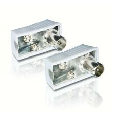 Разъём TV штекер + гнездо, угловой, без пайки, белый, 2 шт, Philips (SWV2561W 10)