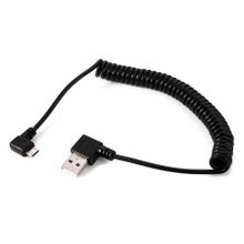 Кабель USB 2.0 Am=>micro B - 1.5 м, угловой, витой, черный, Orient MU-215T2