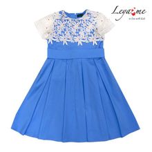 Leya.me Платье голубое с кокеткой из кружева PR-024