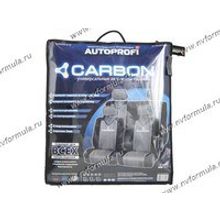 Чехлы майки передние задние + подголовники черные серые AUTOPROFI Carbon CRB-802 GY