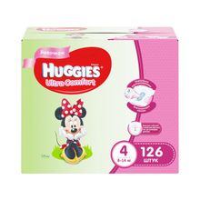 Huggies Ultra Comfort 4 (8-14 кг) для девочек 126 шт.