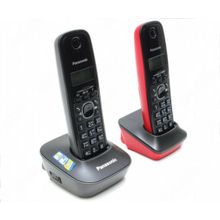 Panasonic KX-TG1612RU3  Black-Red  р телефон (2 трубки с ЖК диспл., DECT)