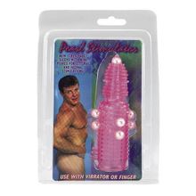  Розовая эластичная насадка на пенис с жемчужинами, точками и шипами Pearl Stimulator - 11,5 см.