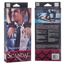 California Exotic Novelties Атласные наручники Scandal Universal Cuffs с цепью (черный с красным)