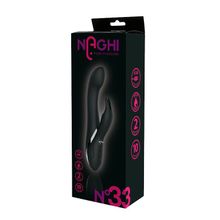 Черный вибратор-кролик NAGHI NO.33 RECHARGEABLE DUO VIBRATOR - 23 см.