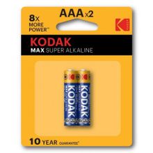 Батарейка AAA KODAK MAX LR03-2BL, Alkaline, 2шт (K3A-2)