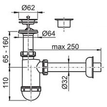 Сифон для раковины AlcaPlast (A410) (32 мм)