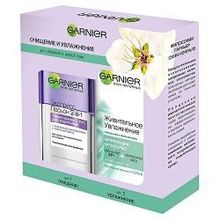 Набор для лица Garnier Экспресс лосьон для снятия макияжа с глаз 2в1, 125 мл+ крем-сорбет для лица Живительное увлажнение, 50 мл