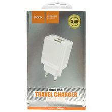 Сетевое зарядное устройство c 2 USB HOCO C51A,3.4A белое